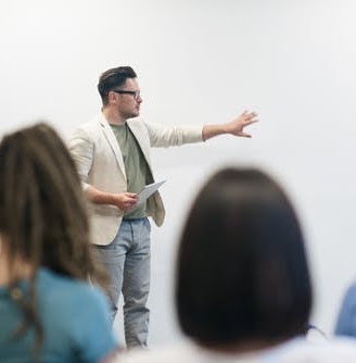 Instructor presenting to a class
